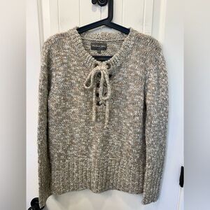 Michael Stars Lace-Up Marl Knit Sweater L boho
